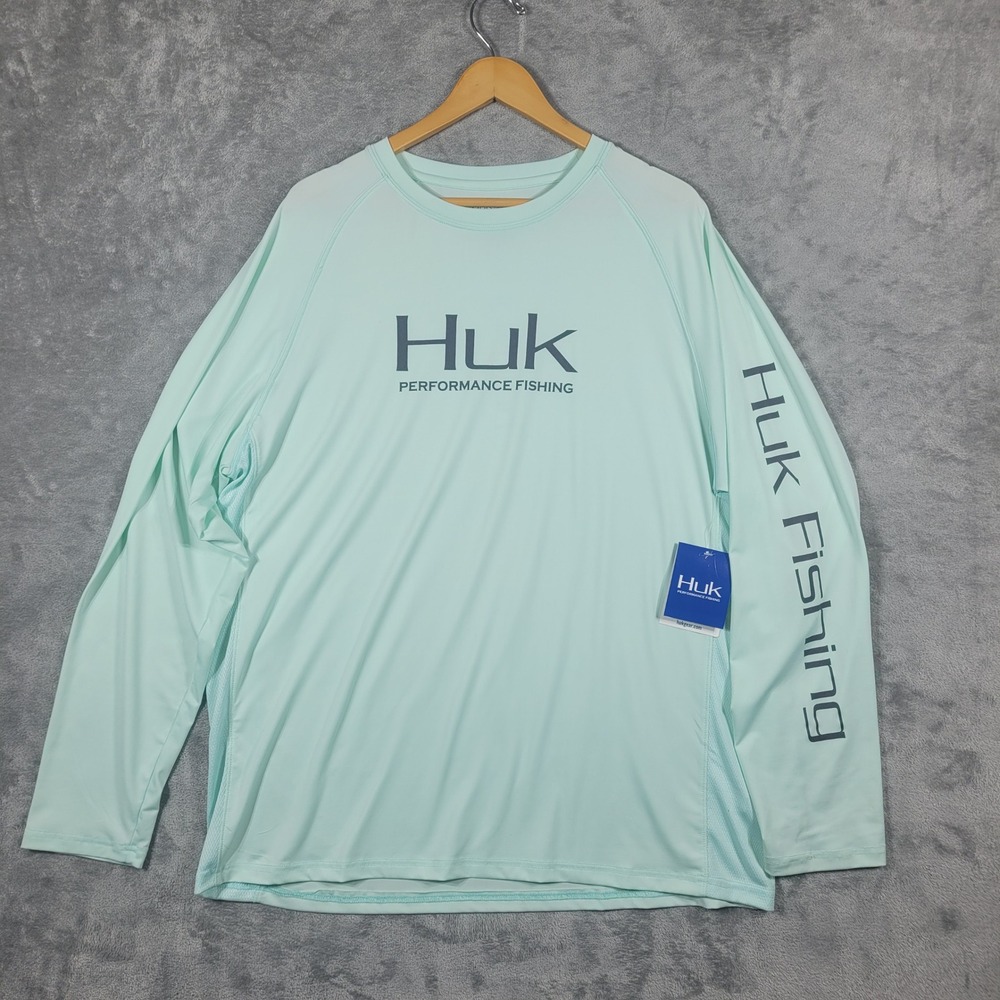 Huk Fishing Shirt Mens XL Green Pursuit Vented Long Sleeve Performance Logo NWT